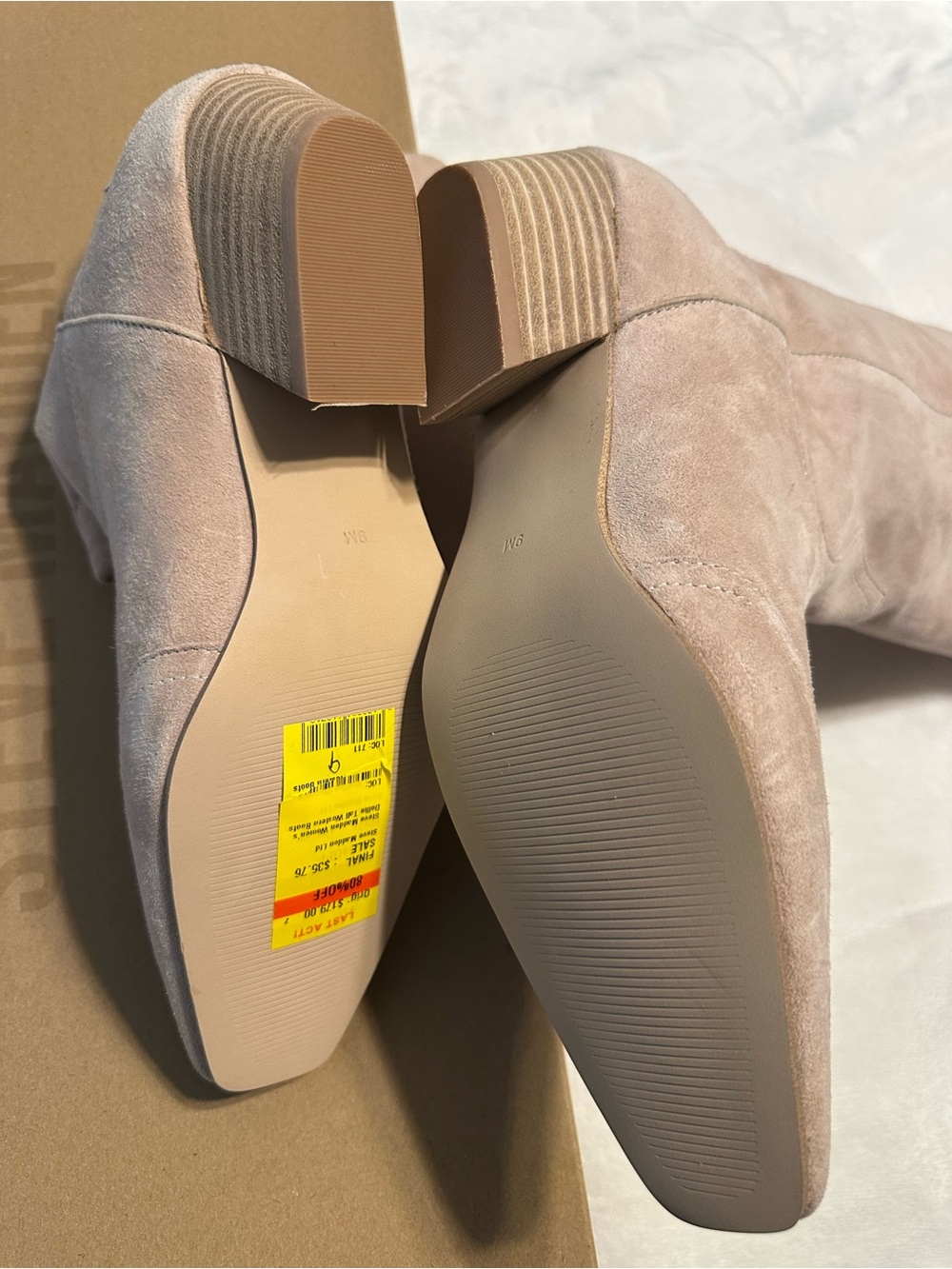 Steve Madden Blush Pink Suede Western Knee Boots - Picture 5 of 8